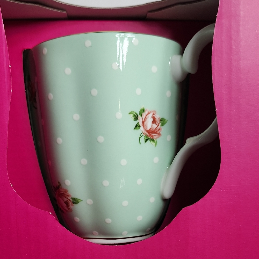 Royal Albert Pastel Green Mug with Pink Floral Design
